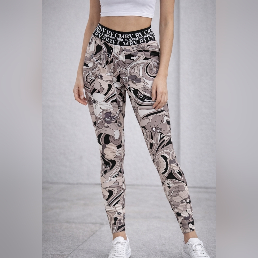 CAMBIO Jorden Abstract Floral Leggings High Rise Stretch Athleisure Pants Sz 34